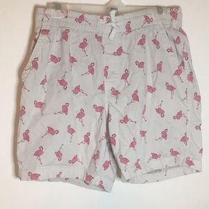 IRON CO FLAMINGO SHORTS COTTON BLENS DRAWSTRING WAISTBAND